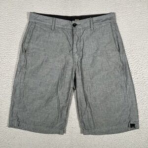 Krew Shorts Mens 30 Blue Cotton Chambray Button Fly Casual Preppy Chino Logo‎